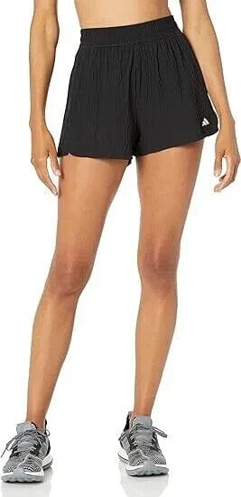 adidas Clothing, Shoes & Accessories:Women:Women's Clothing:Activewear:Activewear Shorts Adidas Womens Black Pacer Training High Waist Woven Seersucker 3-Stripes 2XS New