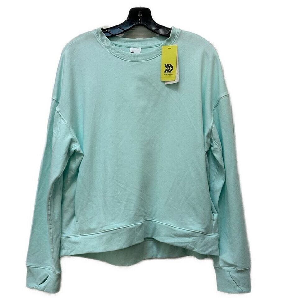 All in Motion Clothing, Shoes & Accessories:Women:Women's Clothing:Activewear:Hoodies & Sweatshirts All In Motion Women's French Terry Crewneck Sweatshirt Aqua/Green Size L ~  NWT