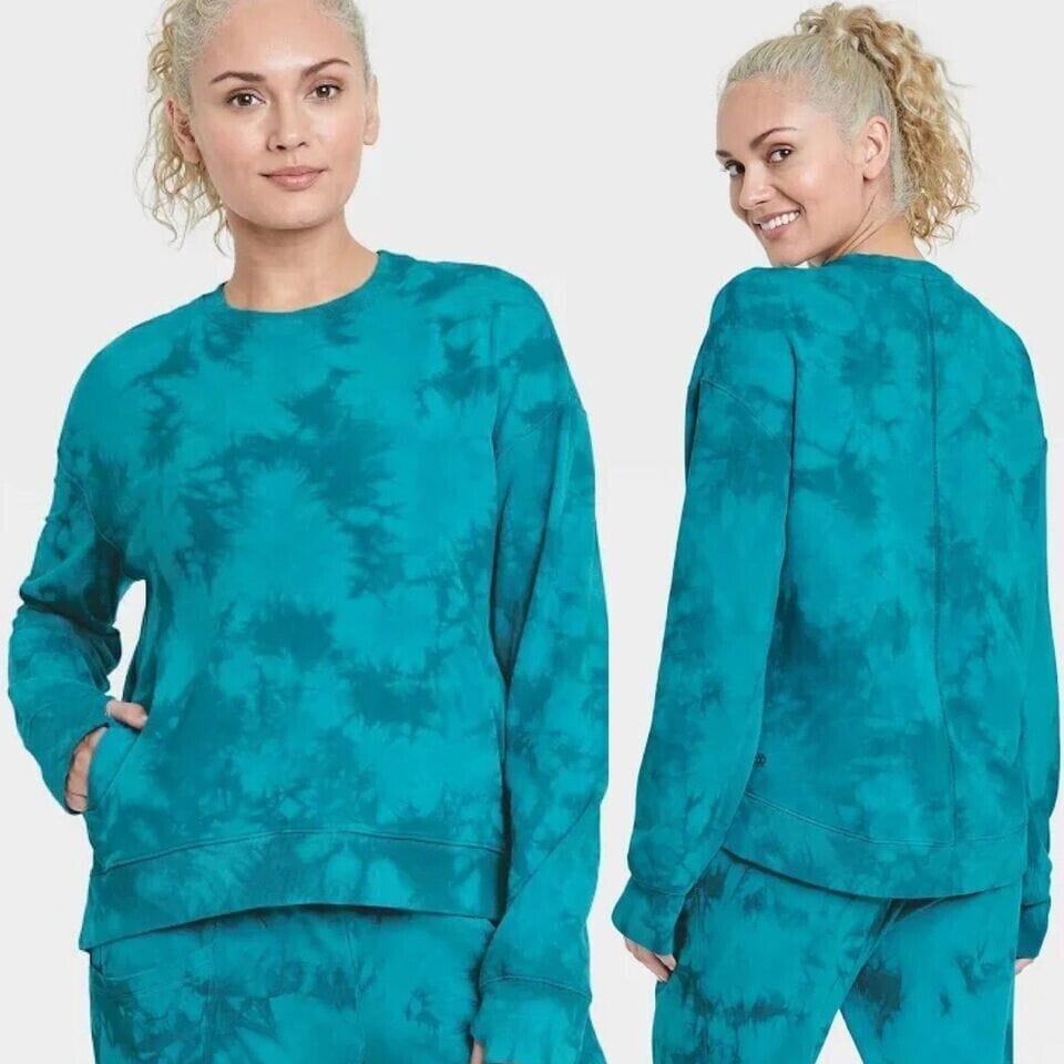 All in Motion Clothing, Shoes & Accessories:Women:Women's Clothing:Activewear:Hoodies & Sweatshirts All In Motion Women's French Terry Crewneck Sweatshirt Teal Green  Size XL ~ NWT