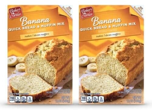 Baker's Corner Home & Garden:Food & Beverages:Pantry:Baking & Desserts:Baking Mixes 2-Pack Banana Quick Bread & Muffin Mix, Made with Real Bananas ~ 14 oz per Box