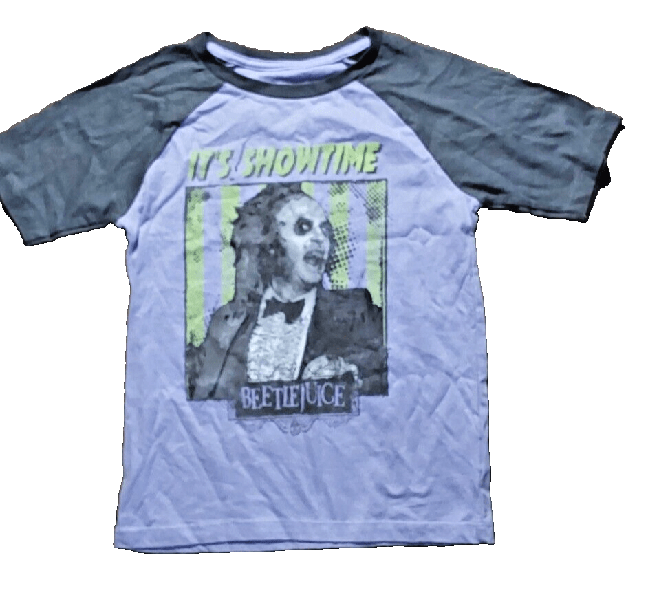 Beetlejuice Clothing, Shoes & Accessories:Kids:Boys:Boys' Clothing (Sizes 4 & Up):Tops, Shirts & T-Shirts Beetlejuice "It's Showtime" Boys 100% Cotton Purple & Gray Medium Tee Shirt NWOT