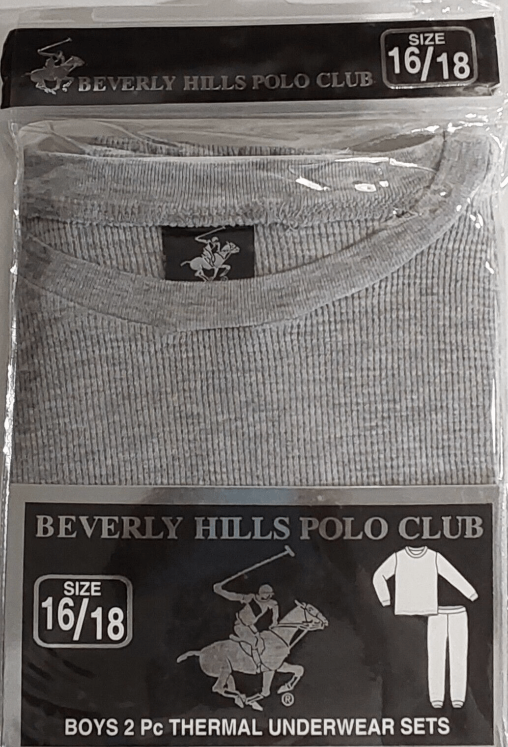 Beverly Hills Polo Club Clothing, Shoes & Accessories:Kids:Boys:Boys' Clothing (Sizes 4 & Up):Underwear Beverly Hills Polo Club Boys Charcoal 2-Piece Thermal Underwear Set, 16/18 ~ New