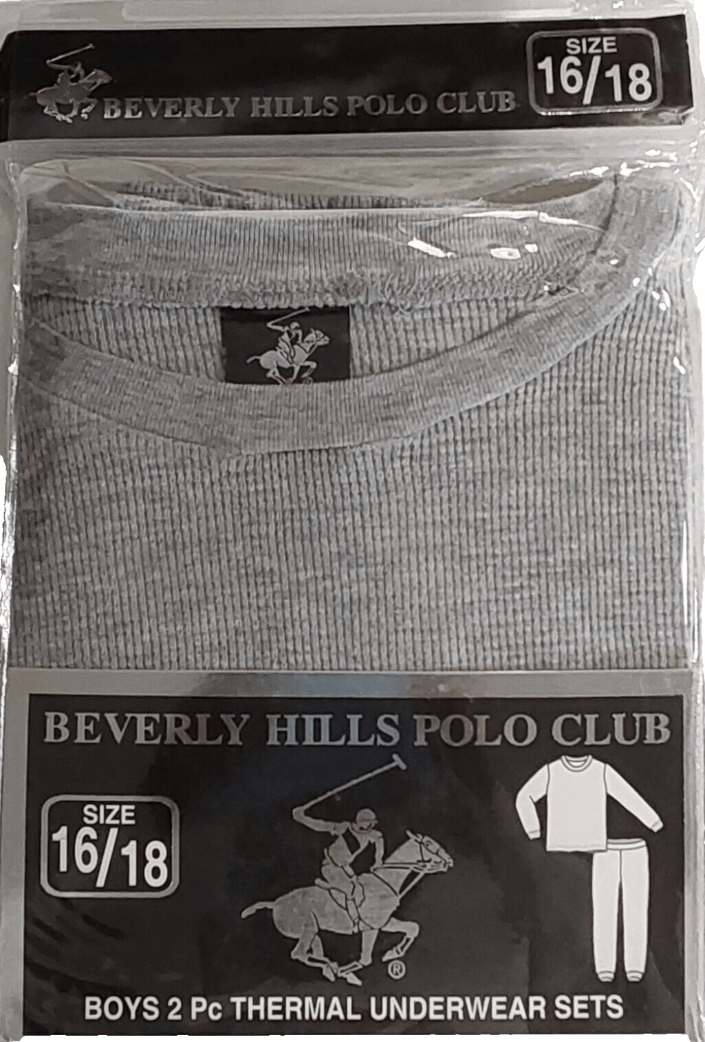 Beverly Hills Polo Club Clothing, Shoes & Accessories:Kids:Boys:Boys' Clothing (Sizes 4 & Up):Underwear Beverly Hills Polo Club Boys Light Gray 2-Piece Thermal Underwear Set, 16/18 New