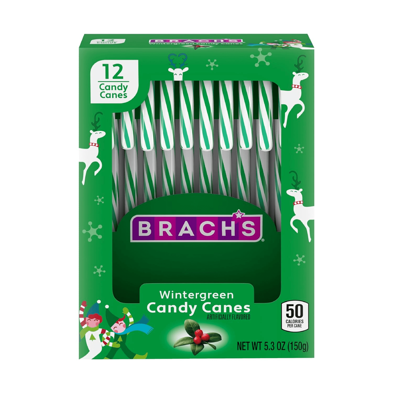 Brach's Home & Garden:Food & Beverages:Pantry:Sweets & Chocolate:Candy:Boiled & Hard Sweets Brach's Wintergreen Holiday Candy Canes ~ 12 Pk ~ 5.3 oz ~ Exp. 9/2026