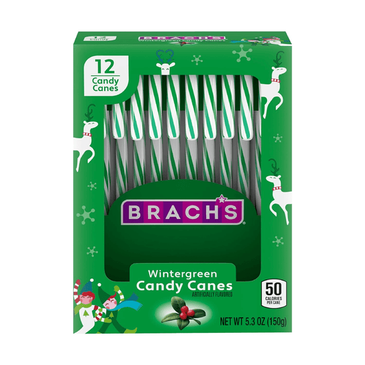 Brach's Home & Garden:Food & Beverages:Pantry:Sweets & Chocolate:Candy:Boiled & Hard Sweets Brach's Wintergreen Holiday Candy Canes ~ 12 Pk ~ 5.3 oz ~ Exp. 9/2026