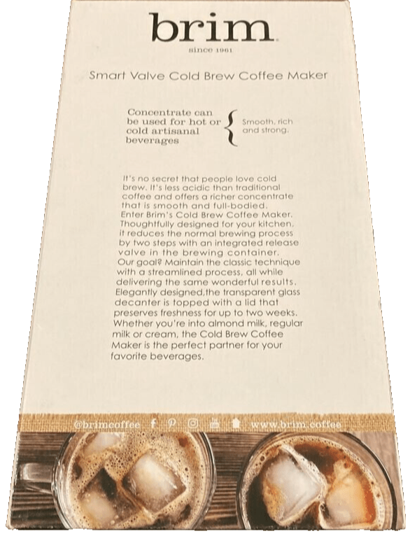 Brim Home & Garden:Kitchen, Dining & Bar:Small Kitchen Appliances:Coffee, Tea & Espresso Makers:Other Coffee, Tea & Espresso Makers Brim Smart Valve Cold Brew Coffee Maker 32 Servings ~ Brew like an Artisan ~ New