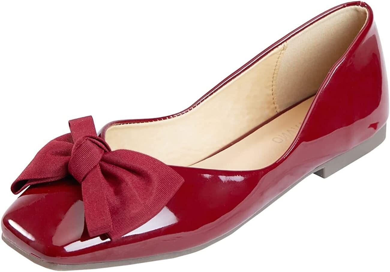 C.PARAVANO Clothing, Shoes & Accessories:Women:Women's Shoes:Flats C. Paravano Aida Women's Red Patent Leather Bowknot Square Toe Flats ~ Size 11