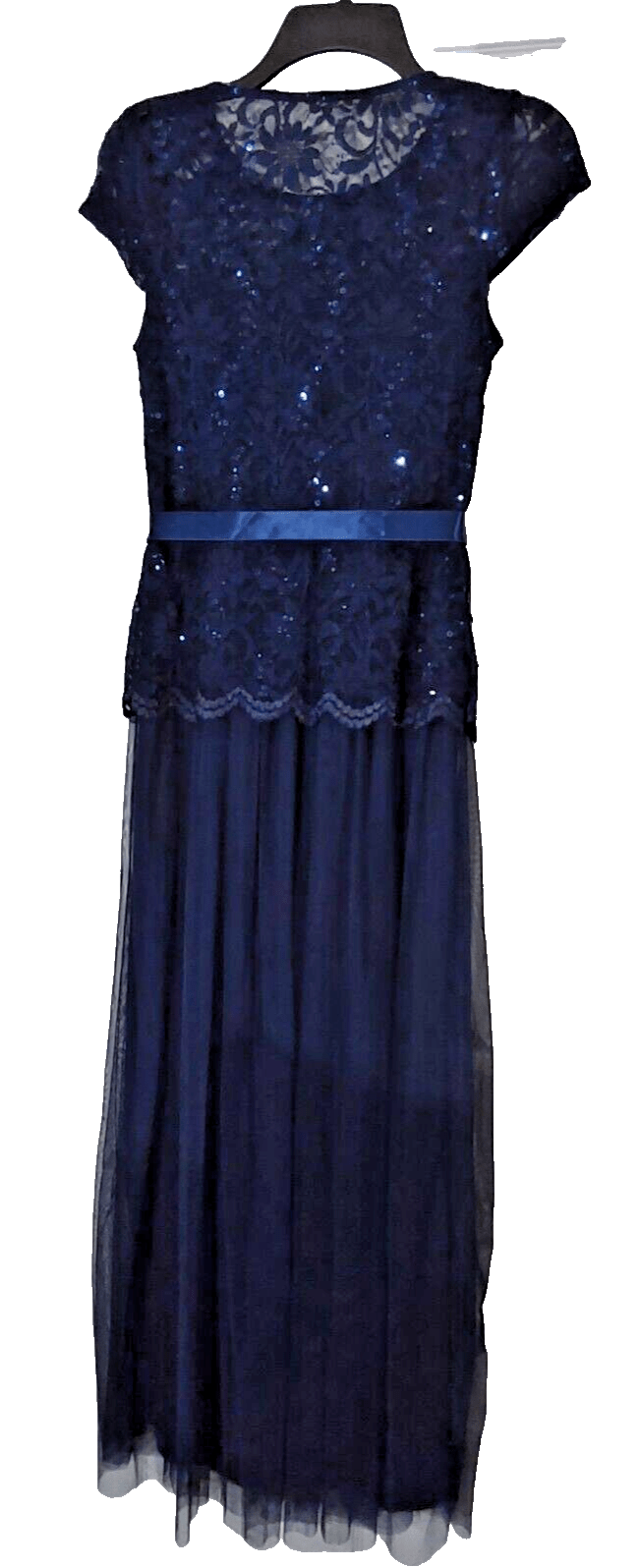 Candalite Clothing, Shoes & Accessories:Women:Women's Clothing:Dresses Candalite Formal Gown Navy Tulle Skirt Lace Sequin Bodice Cap Sleeve Small ~ NWT