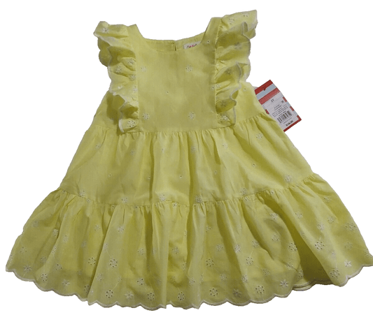 Cat & Jack Clothing, Shoes & Accessories:Baby:Baby & Toddler Clothing:Dresses Cat & Jack Girl's Cotton Yellow Tiered Lined Eyelet Embroidered Dress ~ 2T~ NWT