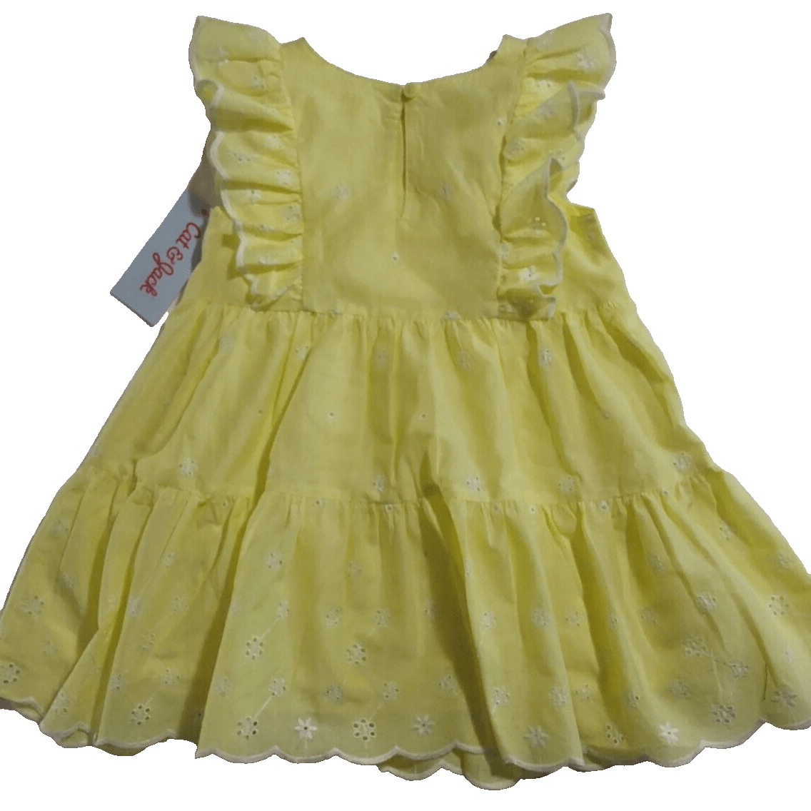 Cat & Jack Clothing, Shoes & Accessories:Baby:Baby & Toddler Clothing:Dresses Cat & Jack Girl's Cotton Yellow Tiered Lined Eyelet Embroidered Dress ~ 2T~ NWT