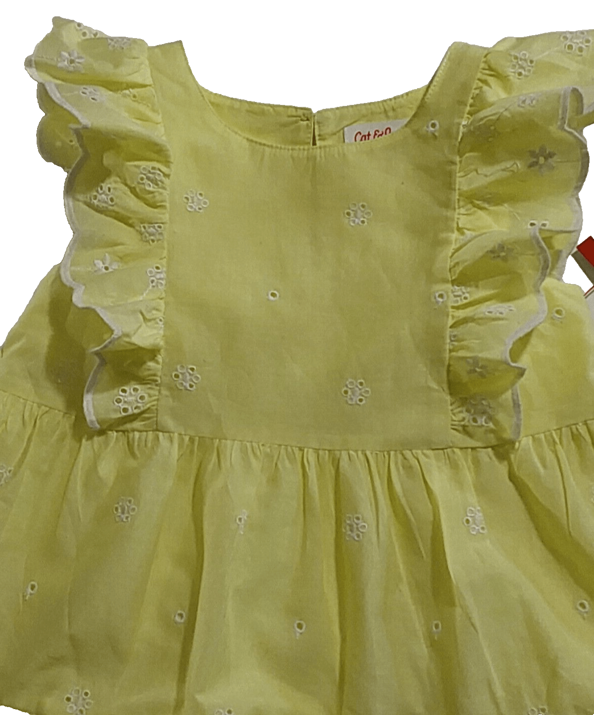 Cat & Jack Clothing, Shoes & Accessories:Baby:Baby & Toddler Clothing:Dresses Cat & Jack Girl's Cotton Yellow Tiered Lined Eyelet Embroidered Dress ~ 2T~ NWT