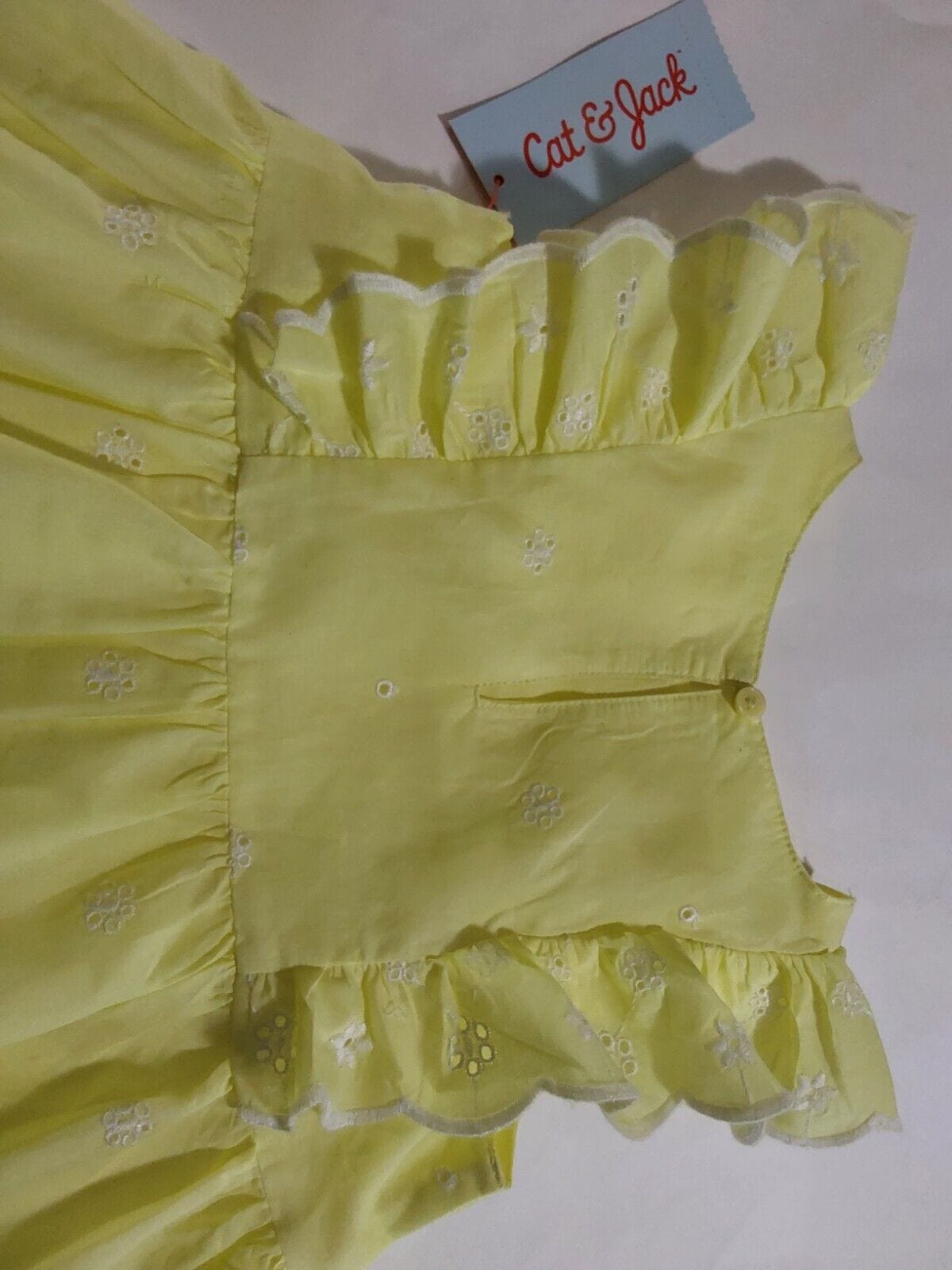 Cat & Jack Clothing, Shoes & Accessories:Baby:Baby & Toddler Clothing:Dresses Cat & Jack Girl's Cotton Yellow Tiered Lined Eyelet Embroidered Dress ~ 2T~ NWT