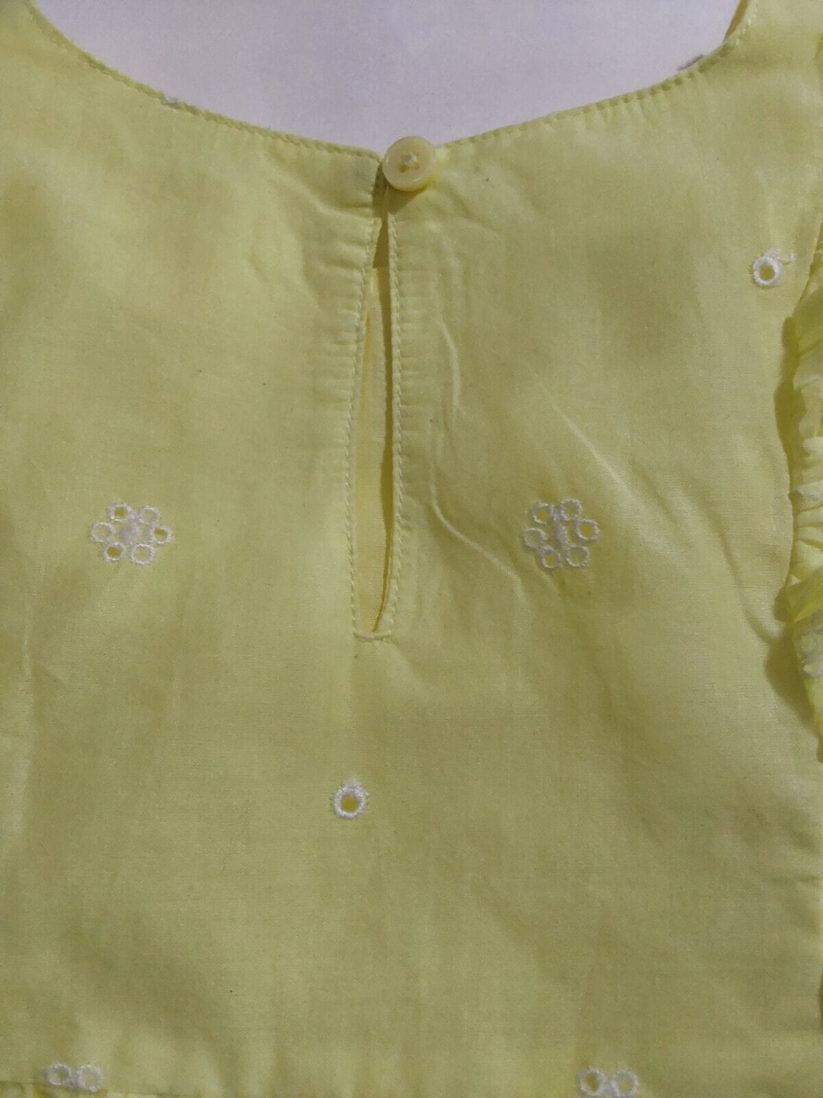 Cat & Jack Clothing, Shoes & Accessories:Baby:Baby & Toddler Clothing:Dresses Cat & Jack Girl's Cotton Yellow Tiered Lined Eyelet Embroidered Dress ~ 2T~ NWT