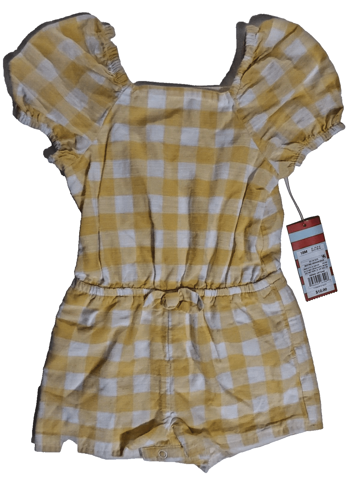 Cat & Jack Clothing, Shoes & Accessories:Baby:Baby & Toddler Clothing:One-Pieces Cat & Jack Toddler Girl's Size 18-Months Mustard Gingham Short Romper  ~ NWT