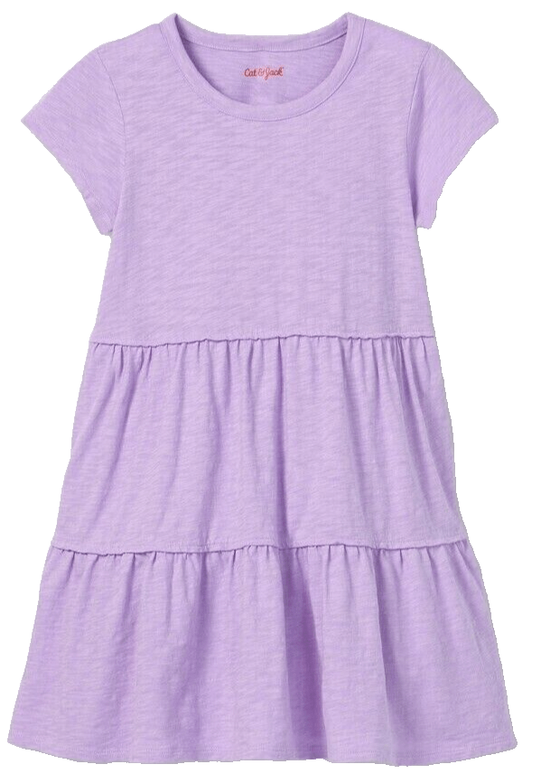 Cat & Jack Clothing, Shoes & Accessories:Kids:Girls:Girls' Clothing (Sizes 4 & Up):Dresses Cat & Jack 100% Cotton Size XS Violet Girls' Tiered Knit Dress w/Pockets  ~ NWT