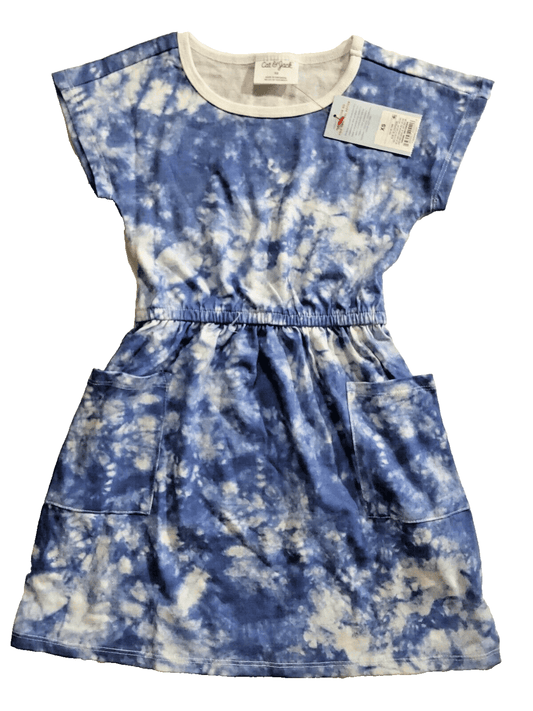 Cat & Jack Clothing, Shoes & Accessories:Kids:Girls:Girls' Clothing (Sizes 4 & Up):Dresses Cat & Jack Girls Size XS Short Sleeve T-Shirt Dress Pockets Tie Dye ~ Blue ~ NWT