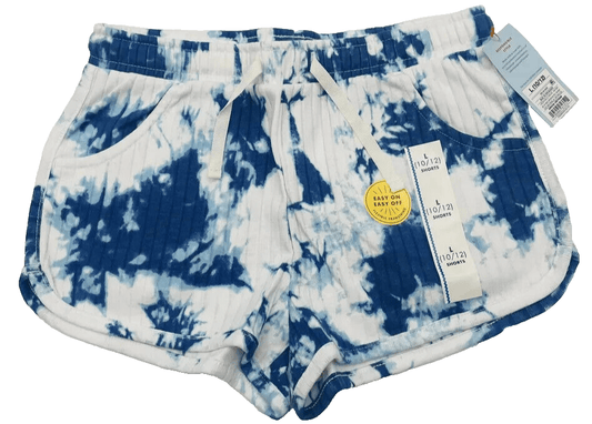 Cat & Jack Clothing, Shoes & Accessories:Kids:Girls:Girls' Clothing (Sizes 4 & Up):Shorts Cat & Jack Girls Tie-Dye Ribbed Shorts Drawstring Pockets Blue, Size L 10/12 NWT