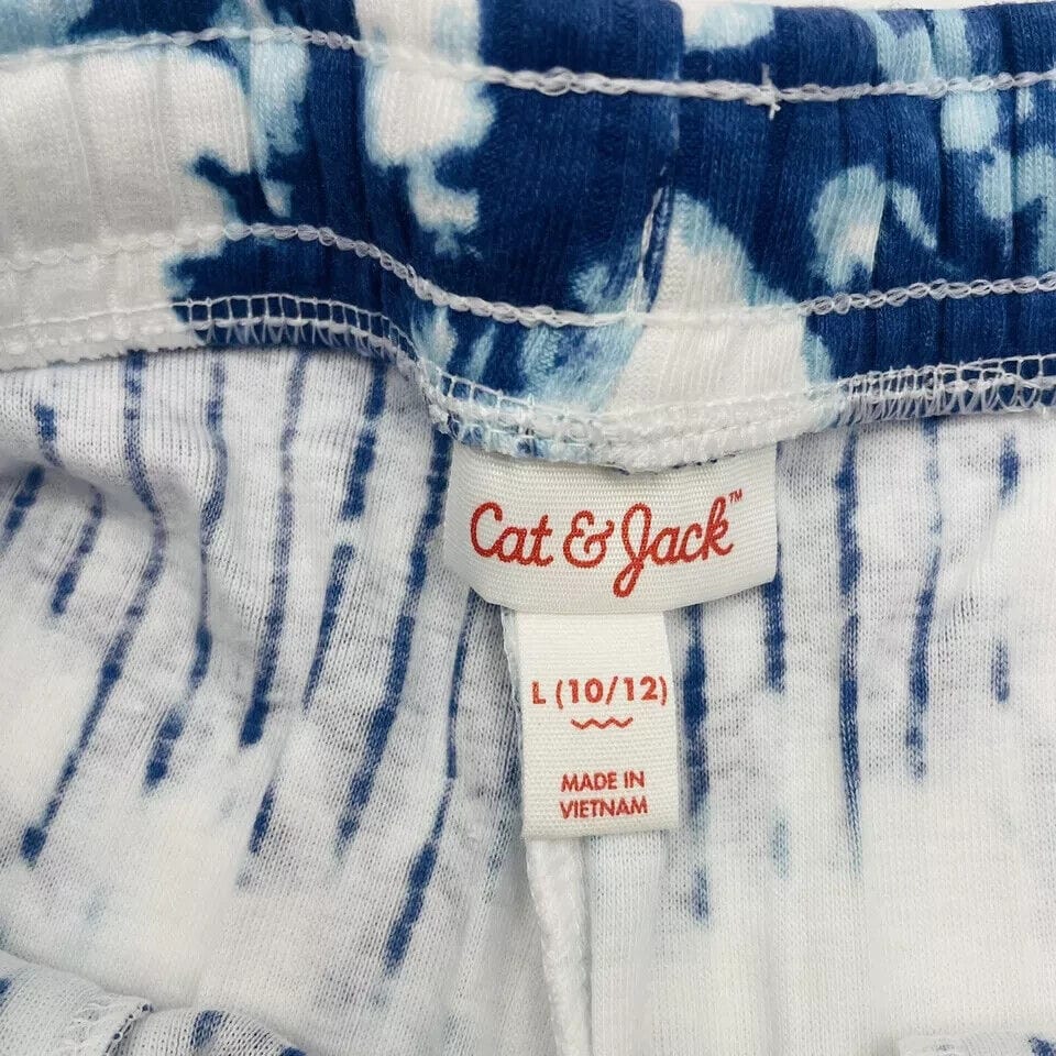 Cat & Jack Clothing, Shoes & Accessories:Kids:Girls:Girls' Clothing (Sizes 4 & Up):Shorts Cat & Jack Girls Tie-Dye Ribbed Shorts Drawstring Pockets Blue, Size L 10/12 NWT