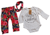 CATPAPA Clothing, Shoes & Accessories:Baby:Baby & Toddler Clothing:Outfits & Sets Girl's CATPAPA 9-18M (80) 3-Piece Set White Bodysuit Floral Pants Headband - NWT