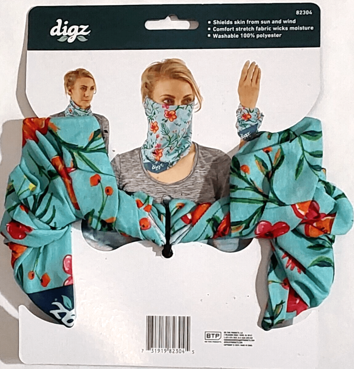 digz Sporting Goods:Winter Sports:Clothing:Hats & Headwear digz 6-in-1 Face Mask ~ 100% Polyester ~ Comfort Stretch ~ Green Floral - New