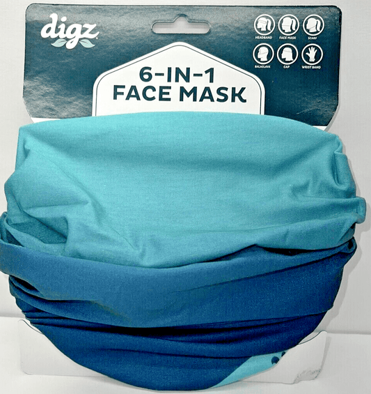 digz Sporting Goods:Winter Sports:Clothing:Hats & Headwear digz 6-in-1 Face Mask ~ 100% Polyester ~ Comfort Stretch ~ Teal/Blue - New