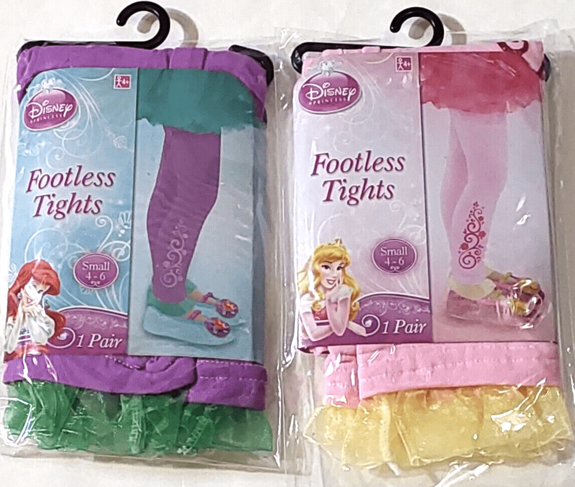 Disney Clothing, Shoes & Accessories:Specialty:Costumes, Reenactment, Theater:Costumes:Girls DISNEY Princess Aurora & Ariel Footless Tights with Frill Ankles ~ Size 4-6~ New