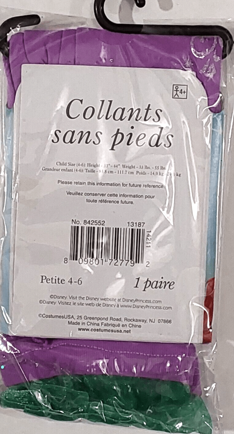 Disney Clothing, Shoes & Accessories:Specialty:Costumes, Reenactment, Theater:Costumes:Girls DISNEY Princess Aurora & Ariel Footless Tights with Frill Ankles ~ Size 4-6~ New