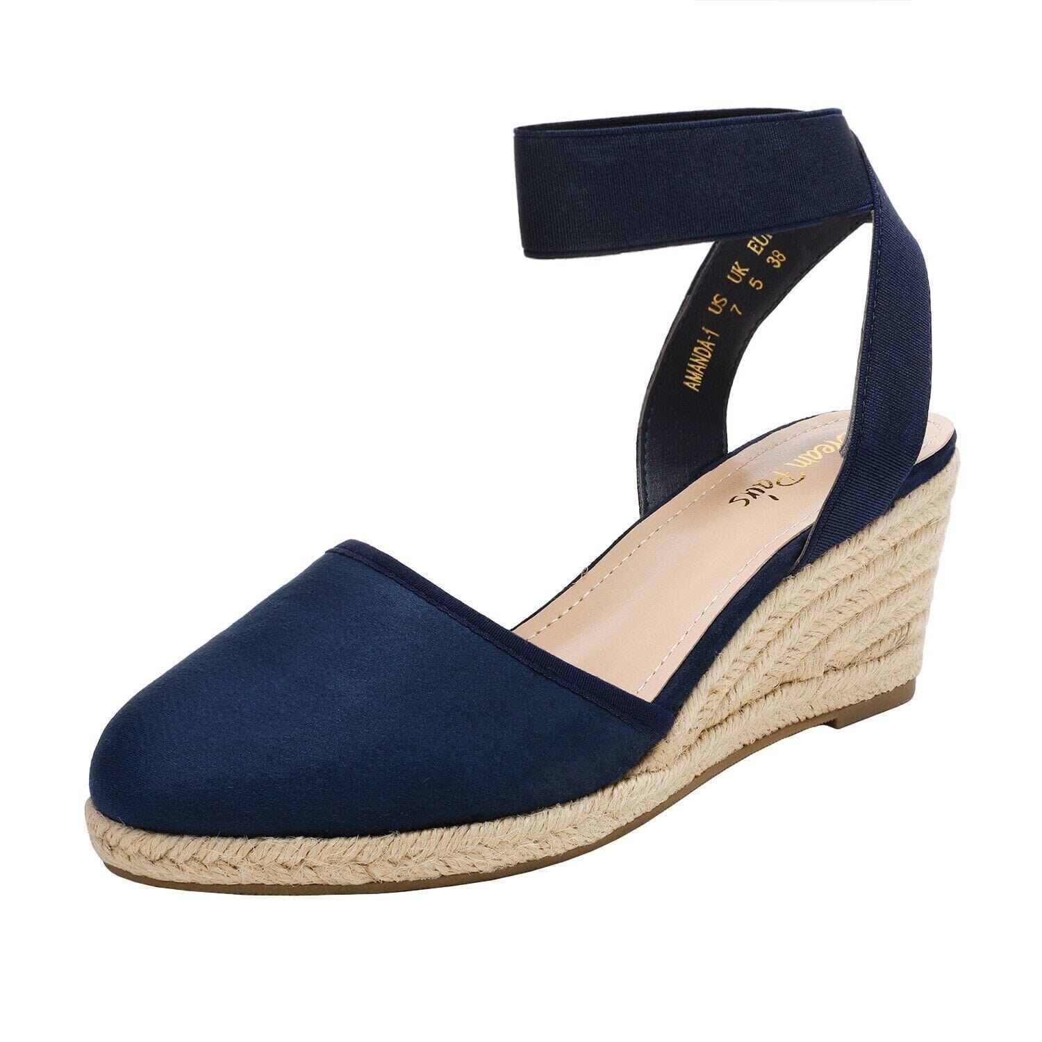 DREAM PAIRS Clothing, Shoes & Accessories:Women:Women's Shoes:Sandals DREAM PAIRS Women Espadrilles Wedge Sandals Elastic Ankle Strap Close Toe Shoes