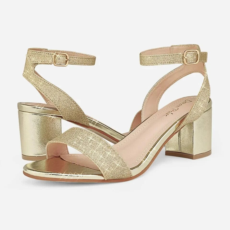 DREAM PAIRS Clothing, Shoes & Accessories:Women:Women's Shoes:Sandals DREAM PAIRS Womens Low Block Chunky Heel Dress Sandals Ankle Strap Open Toe Gold