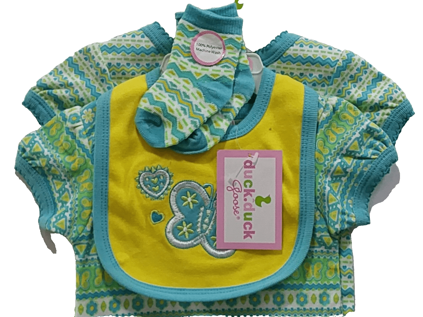 Duck Duck Goose Clothing, Shoes & Accessories:Baby:Baby & Toddler Clothing:Outfits & Sets Girl's Duck Duck Goose 6-9 M 5-Piece Set Green - Bodysuits Pants Socks Bib - NWT