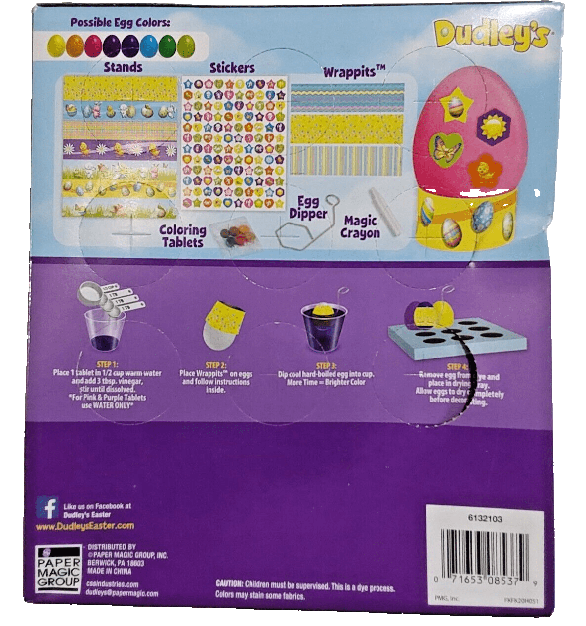 Dudley's Crafts:Kids' Crafts:Craft Kits 2 Boxes Dudley's Classic Easter Egg Decorating Kit W/ Magic Crayon - Age 5+