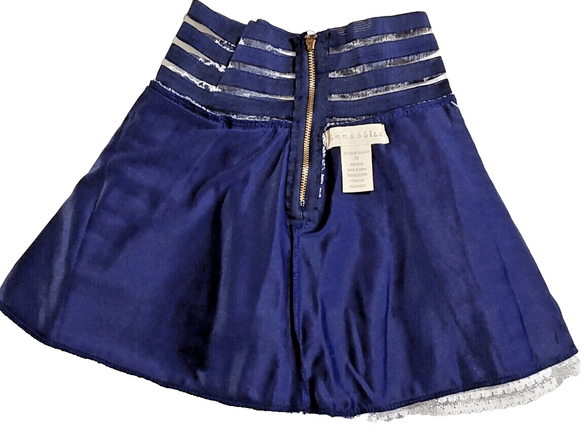 Emma & Elsa Clothing, Shoes & Accessories:Kids:Girls:Girls' Clothing (Sizes 4 & Up):Skirts & Skorts Emma & Elsa Kids Girls Navy and Cream Inserts Holiday Party Skirt ~ 10/12 ~ NWT