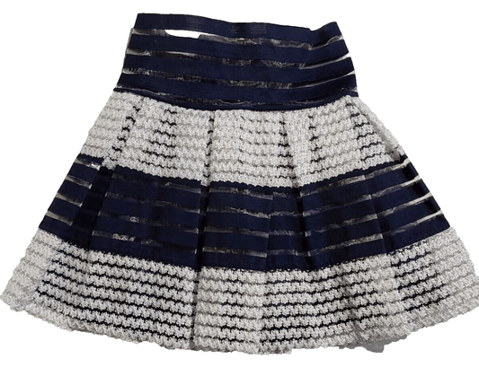 Emma & Elsa Clothing, Shoes & Accessories:Kids:Girls:Girls' Clothing (Sizes 4 & Up):Skirts & Skorts Emma & Elsa Kids Girls Navy and Cream Inserts Holiday Party Skirt ~ 7/8 ~ NWT