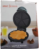 Express Home & Garden:Kitchen, Dining & Bar:Small Kitchen Appliances:Waffle Makers Express 6” Waffle Maker 5 Mini Hearts 1 Large Waffle, Easy Clean, Blue -Open Box