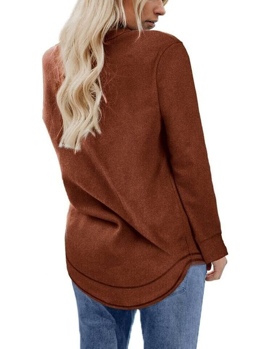 Fantaslook Clothing, Shoes & Accessories:Women:Women's Clothing:Tops Fantaslook Women's Crewneck Sweatshirt Casual Long Sleeve Tunic ~ Brown ~ L~ NWT