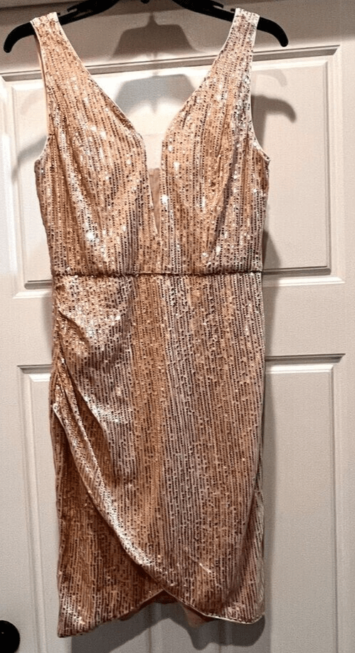 Grace Karin Clothing, Shoes & Accessories:Women:Women's Clothing:Dresses Grace Karin Rose Gold Sequin V-Neck Bodycon Dress ~ Size Medium - NWT