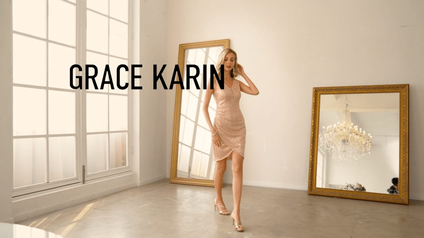 Grace Karin Clothing, Shoes & Accessories:Women:Women's Clothing:Dresses Grace Karin Rose Gold Sequin V-Neck Bodycon Dress ~ Size Medium - NWT