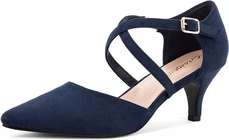 Greatonu Clothing, Shoes & Accessories:Women:Women's Shoes:Heels Greatonu Women's Size 10 Navy Suede Kitten Heel Pumps Pointed Closed Toe ~ NWOB