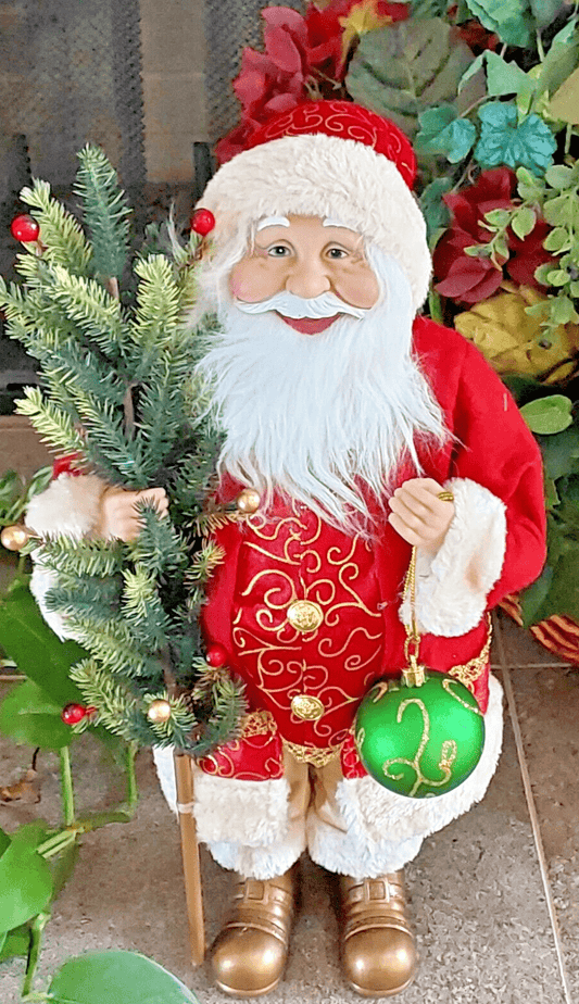 Holiday Time Collectibles:Holiday & Seasonal:Figurines Holiday Time Christmas Decor ~ 18-inch Standing Santa with Tree & Ornament ~ New