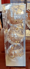 Holiday Time Collectibles:Holiday & Seasonal:Ornaments Two Holiday Time 3-Pack Clear Ornaments with Gold Insert ~ New