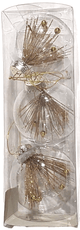 Holiday Time Collectibles:Holiday & Seasonal:Ornaments Two Holiday Time 3-Pack Clear Ornaments with Gold Insert ~ New