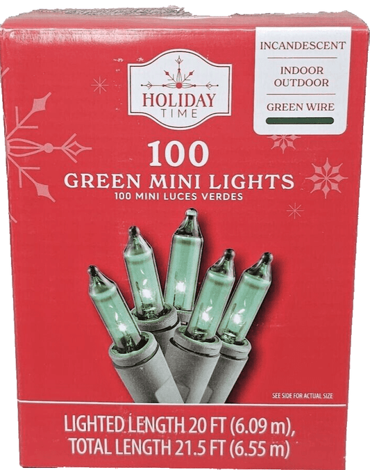 Holiday Time Home & Garden:Holiday & Seasonal Décor:String Lights Holiday Time 100-Count Green Incandescent Mini Lights for the Holiday ~ New