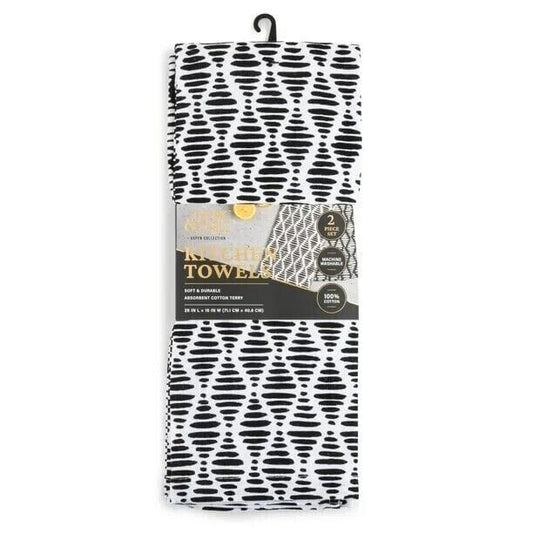 Kitchen Home & Garden:Kitchen, Dining & Bar:Linens & Textiles:Towels & Dishcloths Thyme & Table Aspen Collection 100% Cotton Kitchen Towels, Black White, 2-Pc Set