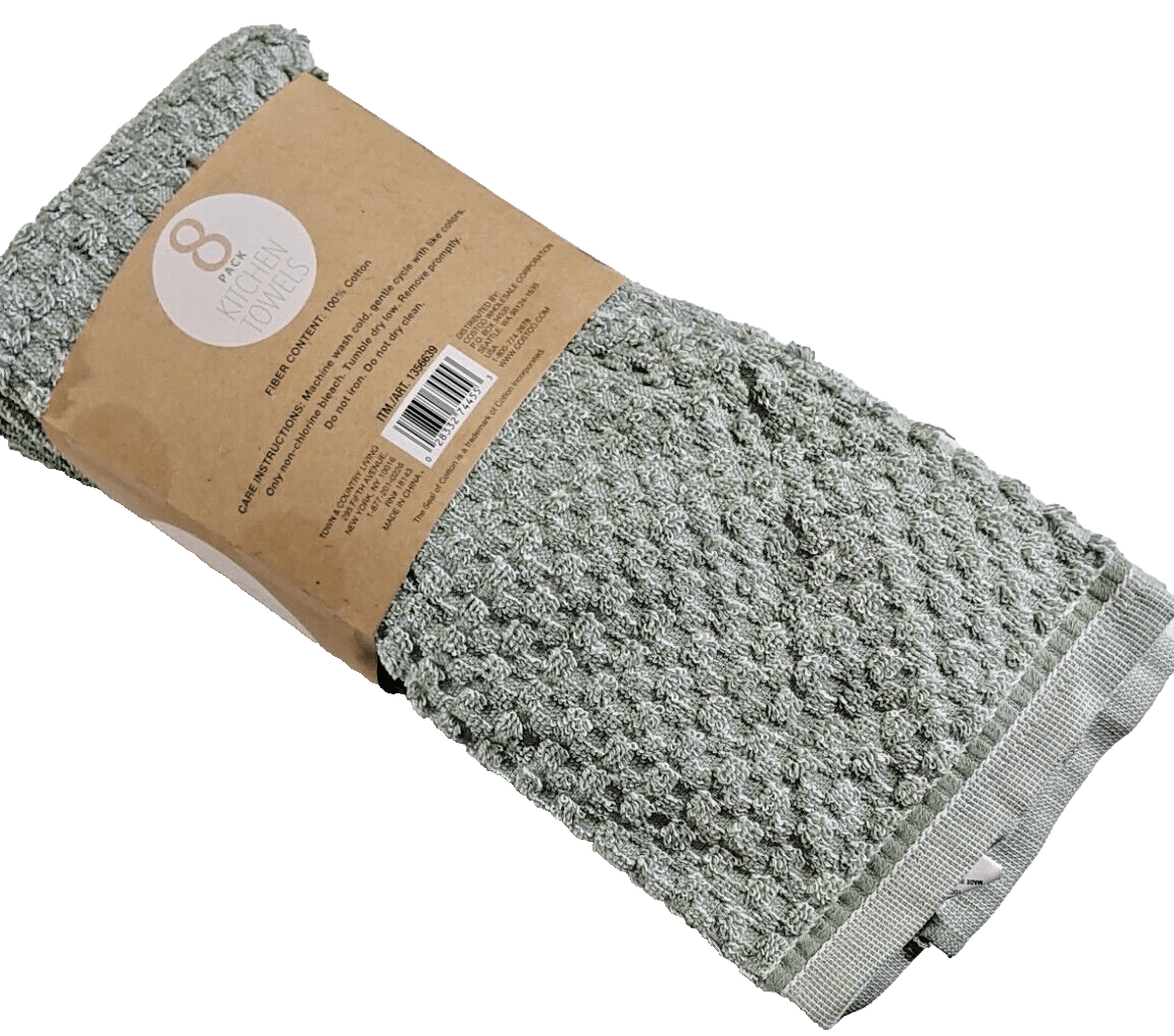 Kitchen Home & Garden:Kitchen, Dining & Bar:Linens & Textiles:Towels & Dishcloths Town & Country Living 8-Pack Organic 100% Cotton Kitchen Towels ~ Green ~  NWT