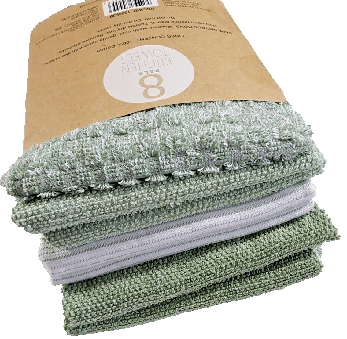 Kitchen Home & Garden:Kitchen, Dining & Bar:Linens & Textiles:Towels & Dishcloths Town & Country Living 8-Pack Organic 100% Cotton Kitchen Towels ~ Green ~  NWT