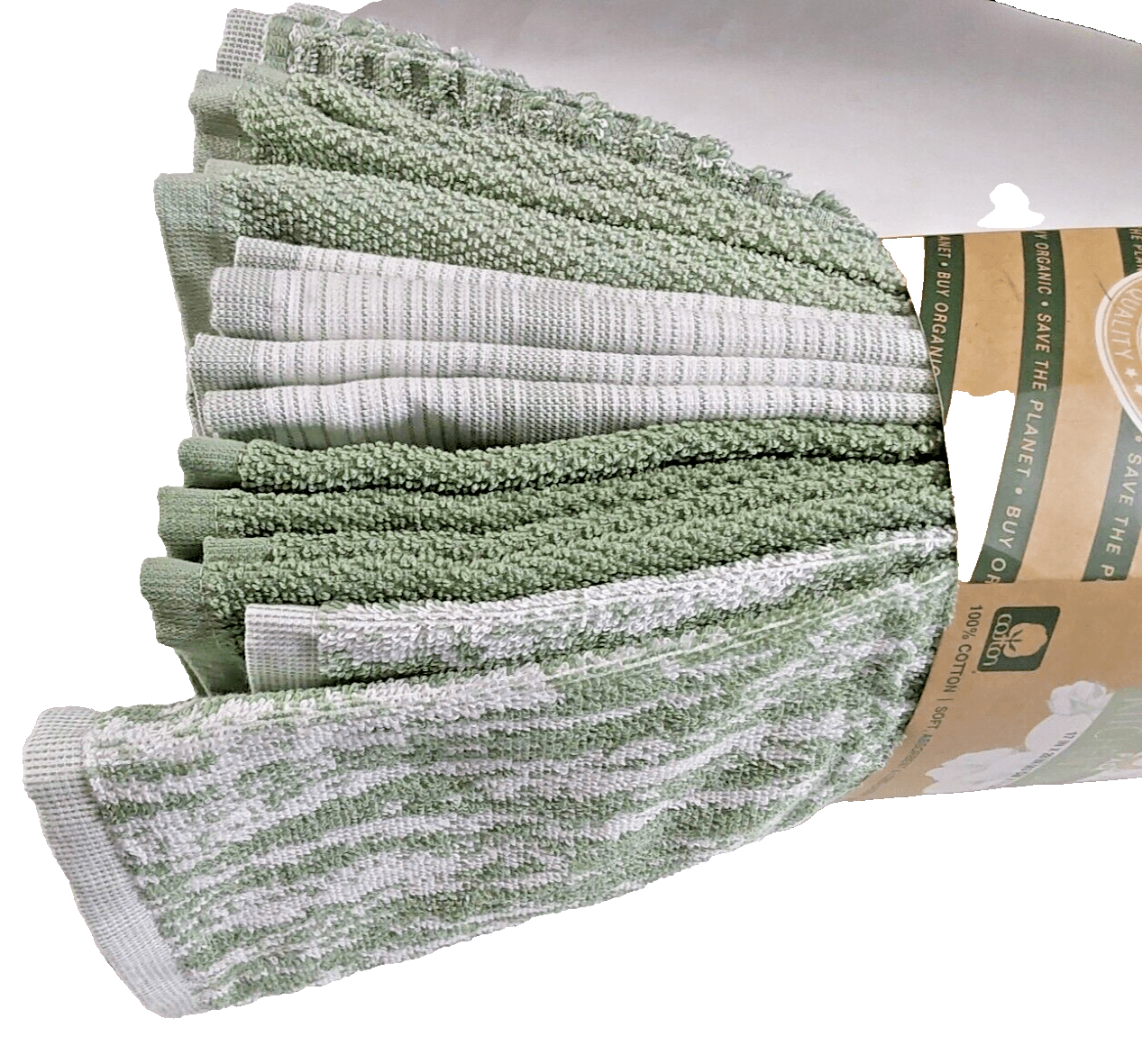 Kitchen Home & Garden:Kitchen, Dining & Bar:Linens & Textiles:Towels & Dishcloths Town & Country Living 8-Pack Organic 100% Cotton Kitchen Towels ~ Green ~  NWT