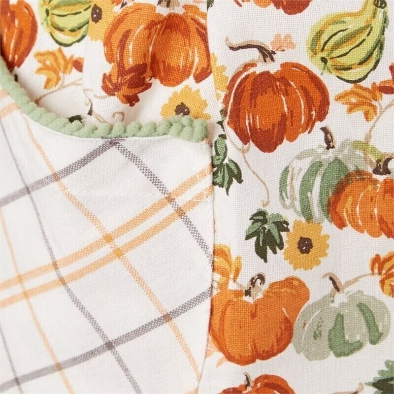 Magnolia Lane Home & Garden:Kitchen, Dining & Bar:Linens & Textiles:Aprons Crazy Lady Fall Pumpkin Printed Kitchen Tie Bib Apron W/ Pockets 21.5" x 30" New