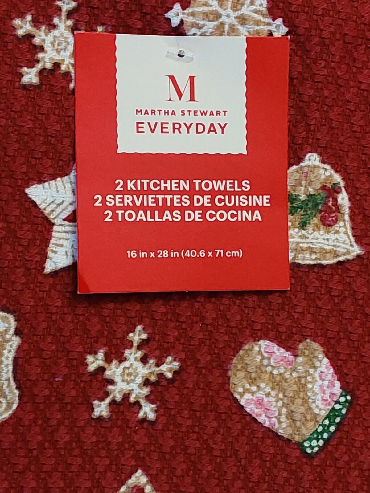 Martha Stewart Home & Garden:Kitchen, Dining & Bar:Linens & Textiles:Towels & Dishcloths 2-PK New Martha Stewart Everyday Reversible Terry Kitchen Towels Red Xmas Cookie