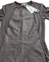 Michael Stars Clothing, Shoes & Accessories:Women:Women's Clothing:Dresses MICHAEL STARS Gray 100% Lambskin Leather Mix Long Sleeve A-line Mini Dress - Sm