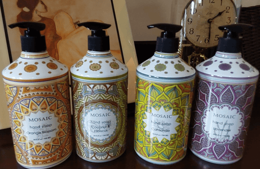 Mosaic Health & Beauty:Bath & Body:Hand Washes Mosaic Liquid Hand Soap Set of 4, Lavender, Coconut & Hibiscus, Camomile, Orange